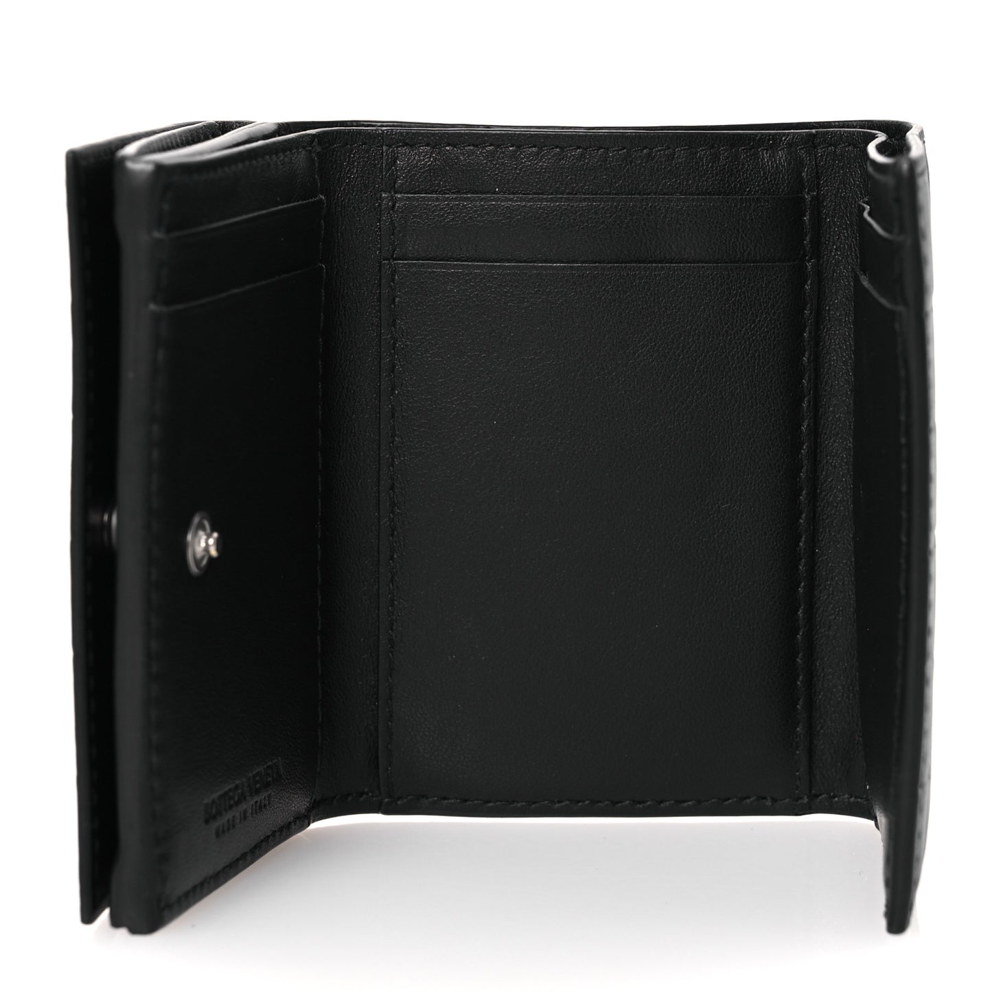 Nappa Intrecciato Tri-Fold Wallet Black