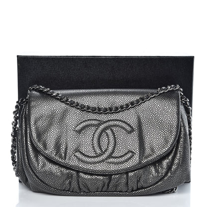 Chanel Metallic Caviar Half Moon Wallet On Chain WOC Dark Silver 9 of 9
