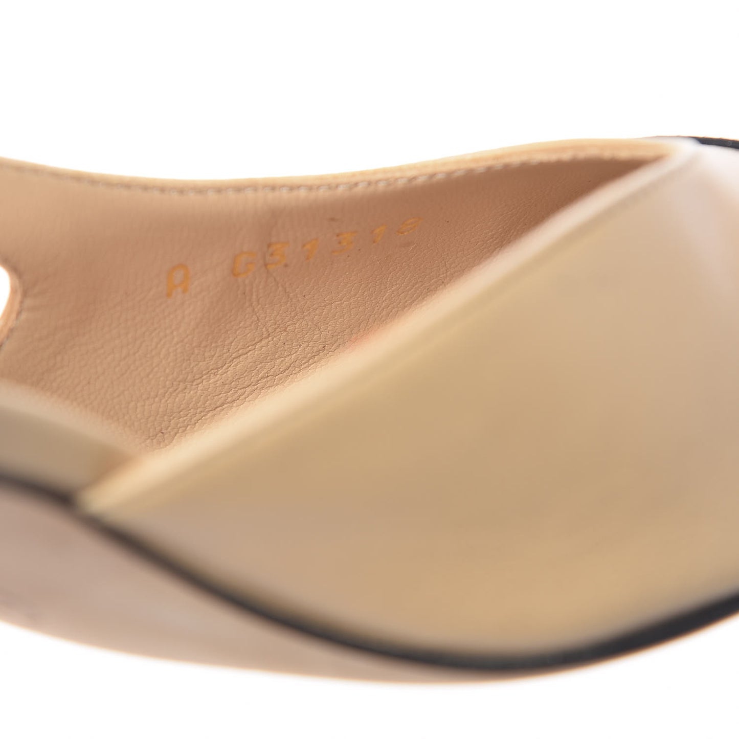 Goatskin Grosgrain Cap Toe CC Slingback Pumps 38 Beige Black