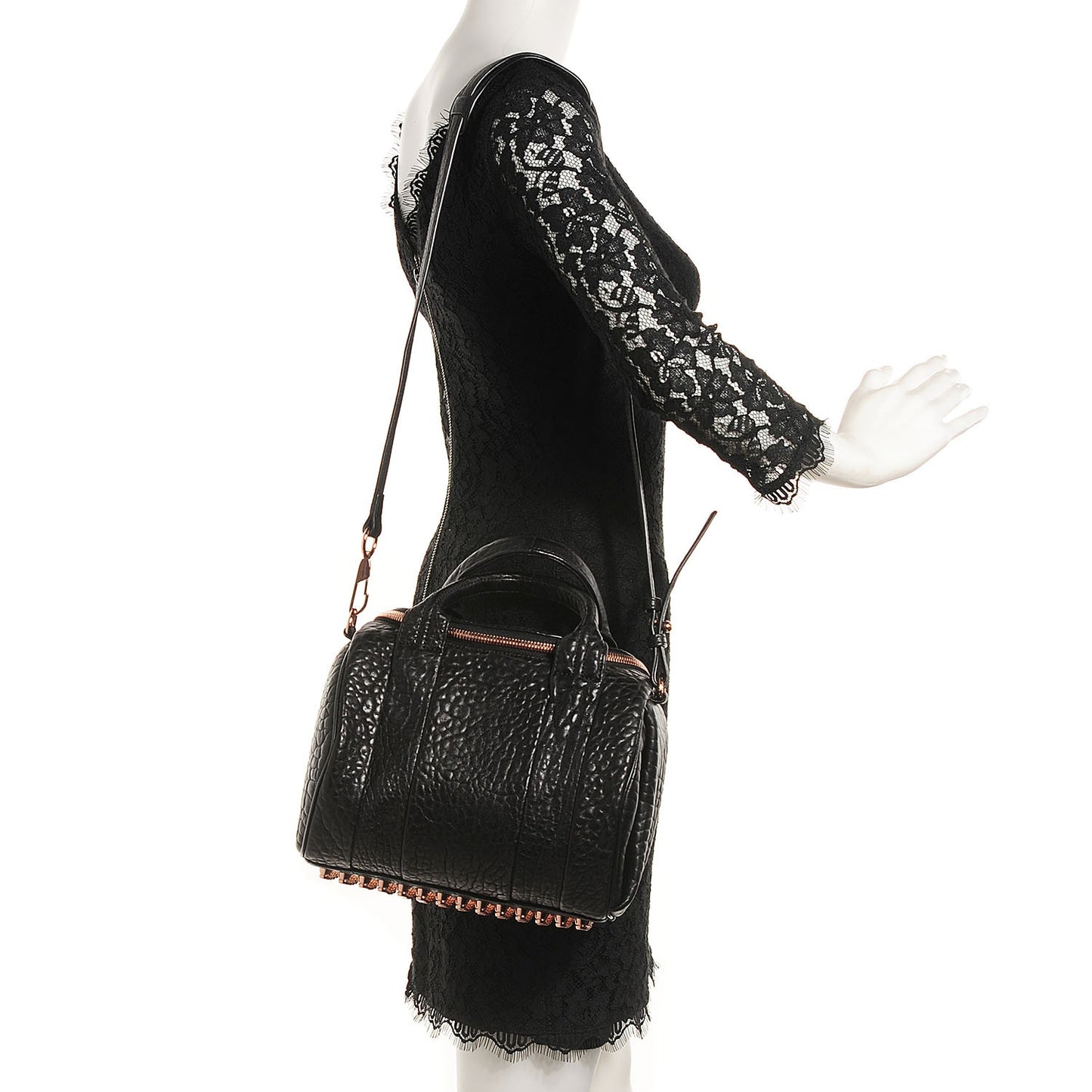 Pebbled Lambskin Rockie Black Rose Gold Hardware
