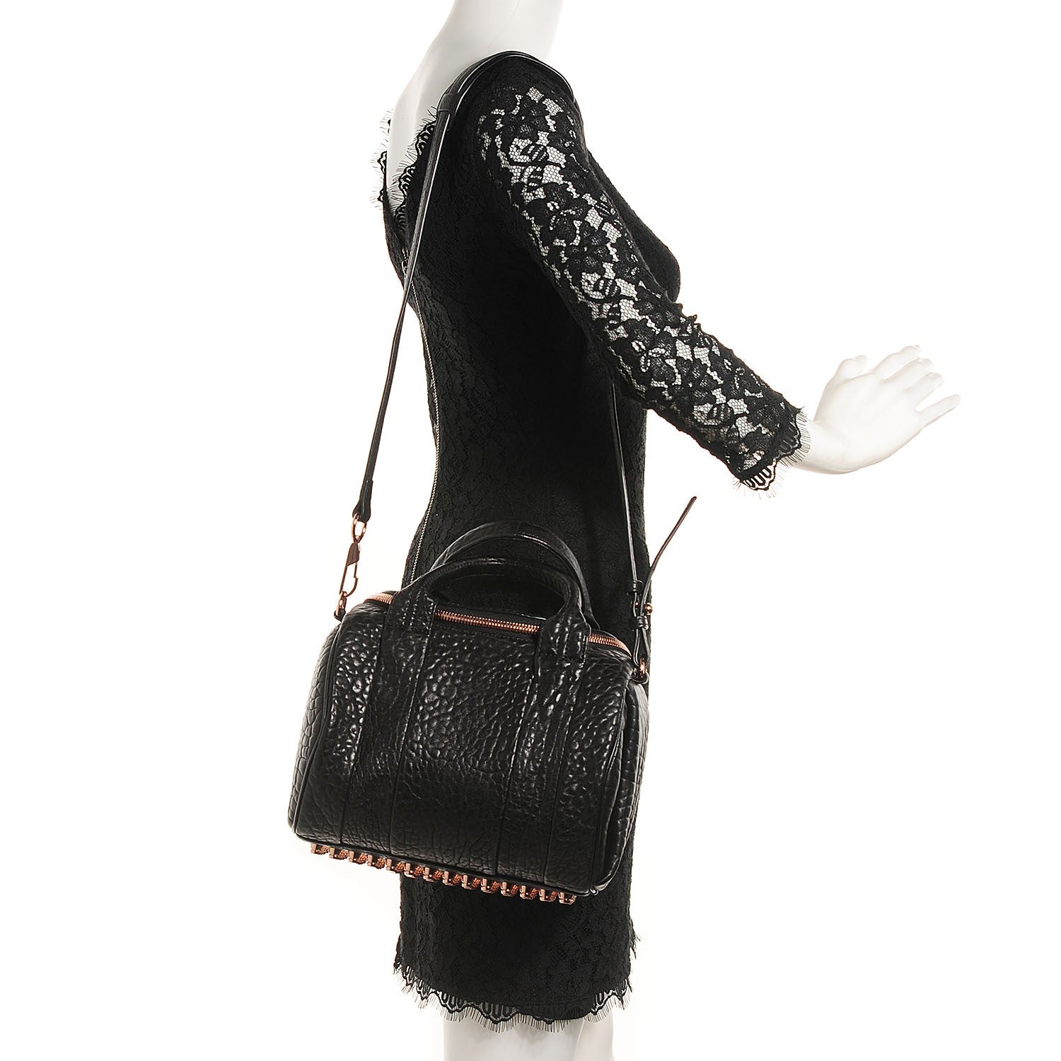 Alexander Wang Pebbled Lambskin Rockie Black Rose Gold Hardware 2 of 6