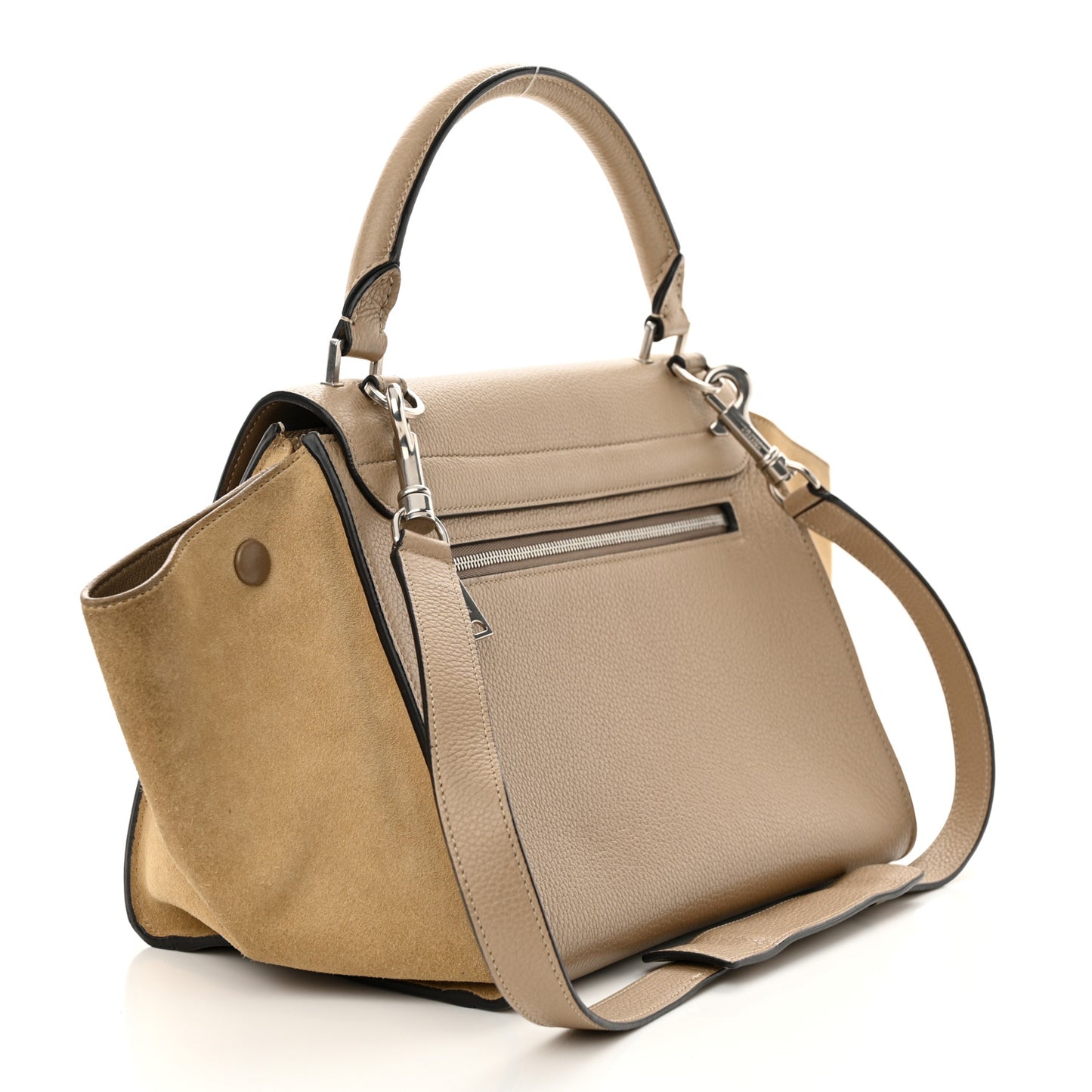 Drummed Calfskin Suede Small Trapeze Dune