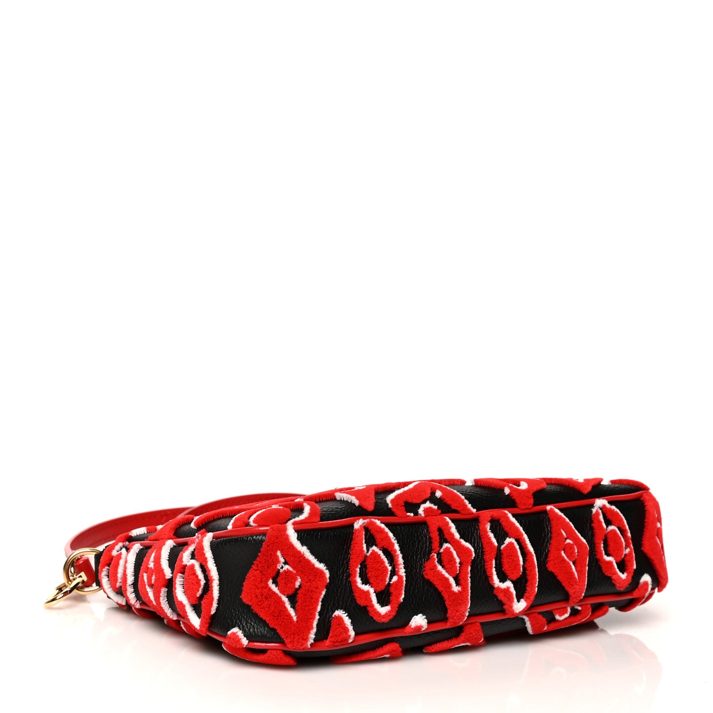 X UF Tufted Monogram Pochette Accessories Black Red