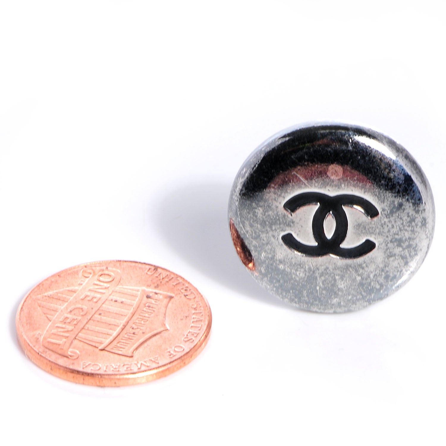 Chanel Metal Round CC Clip On Earrings 2 of 4