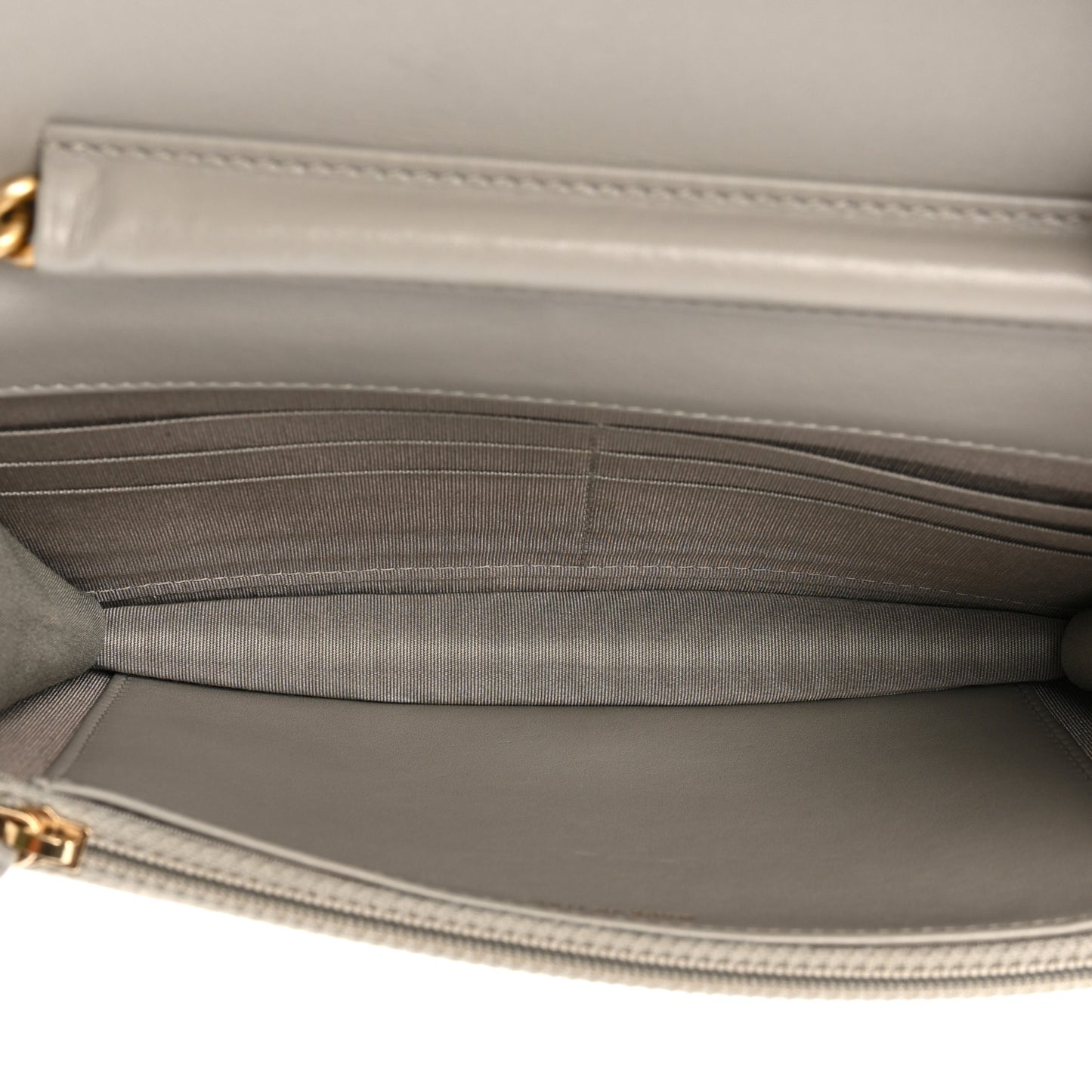 Caviar Quilted Boy Wallet On Chain WOC Grey