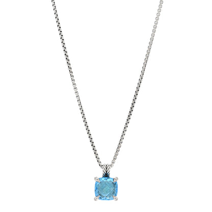 David Yurman Sterling Silver Diamond Blue Topaz 11mm Chatelaine Pendant Necklace 1 of 4