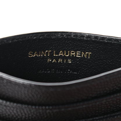Saint Laurent Grain De Poudre Matelasse Chevron Monogram Credit Card Case Black 6 of 8