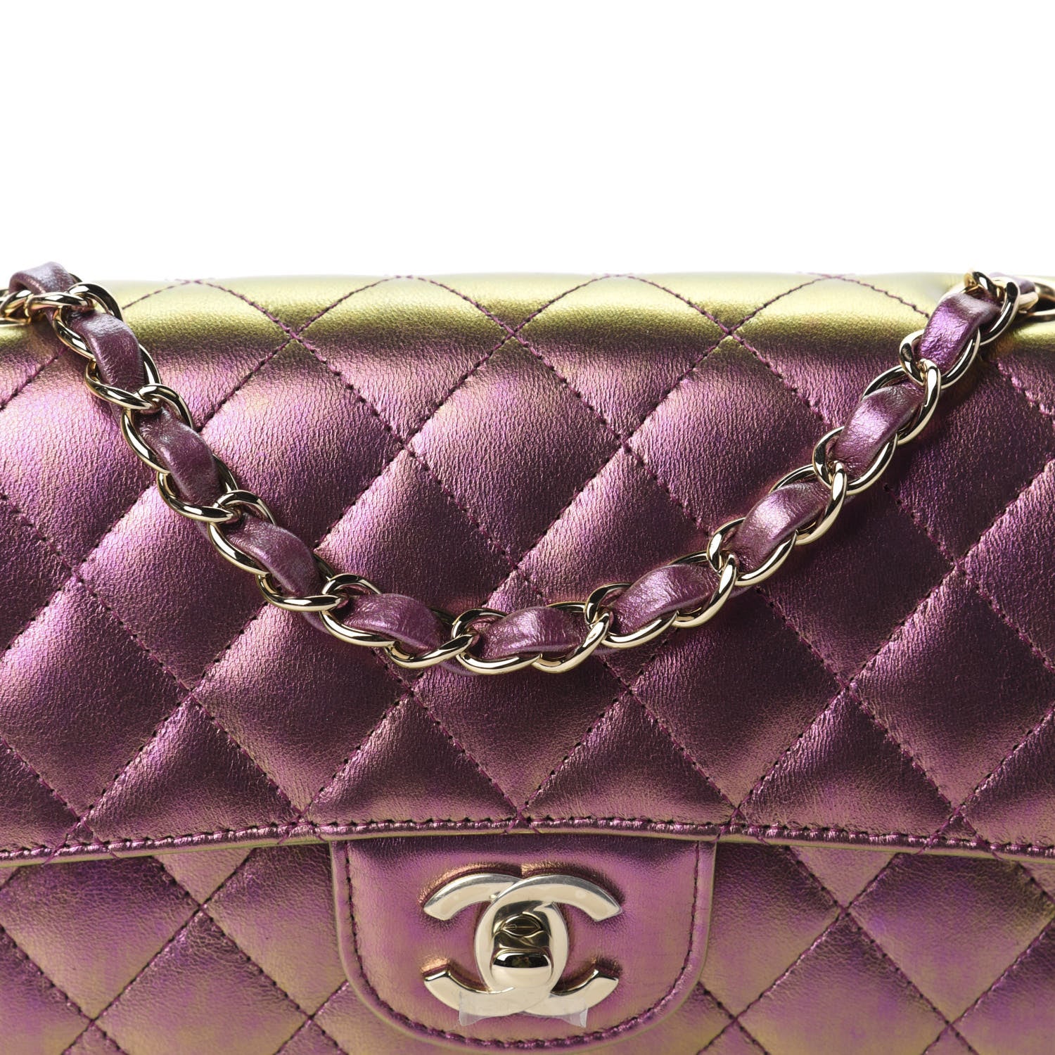 Chanel Iridescent Lambskin Quilted Mini Rectangular Flap Purple 10 of 10