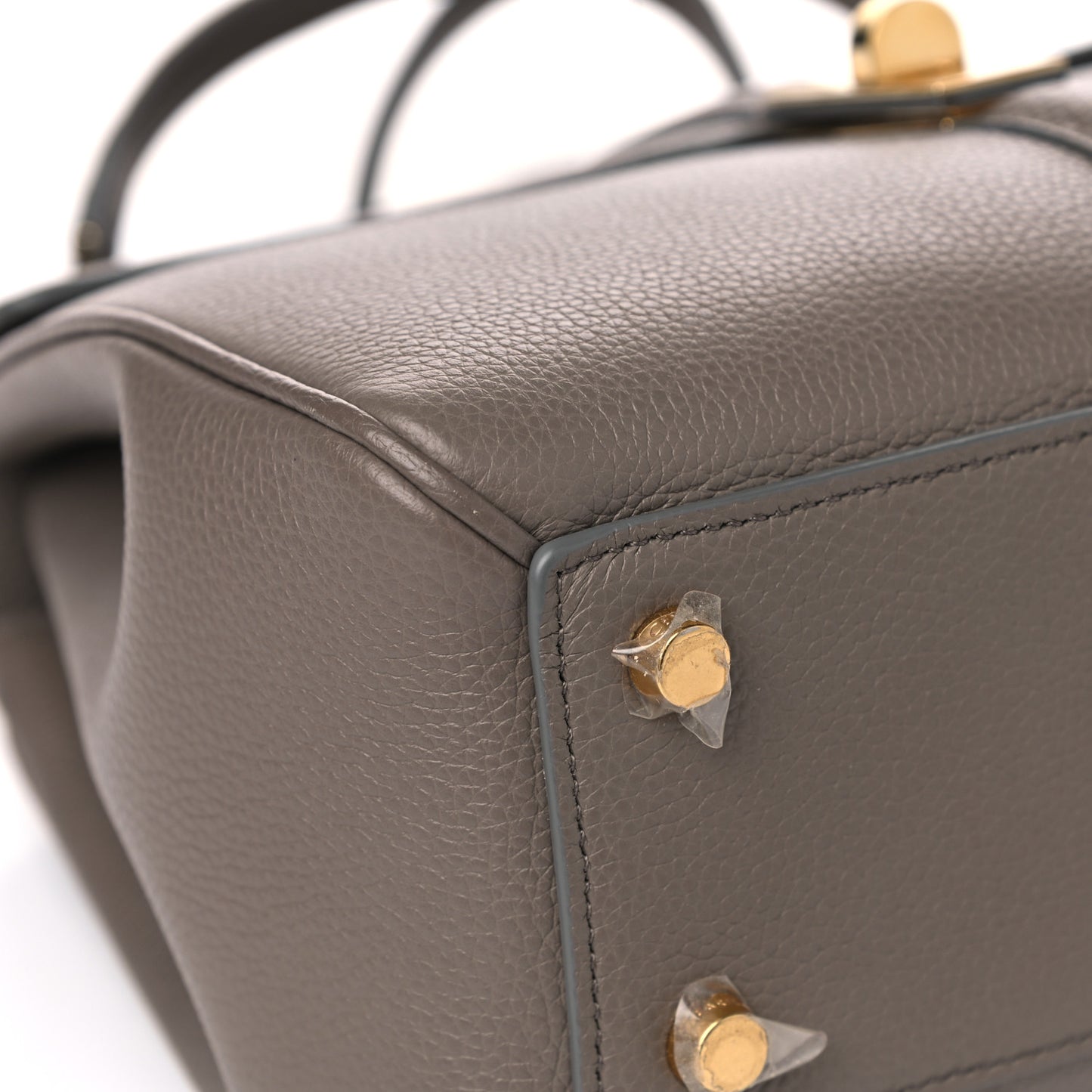 Grained Calfskin Small 16 Top Handle Bag Pebble