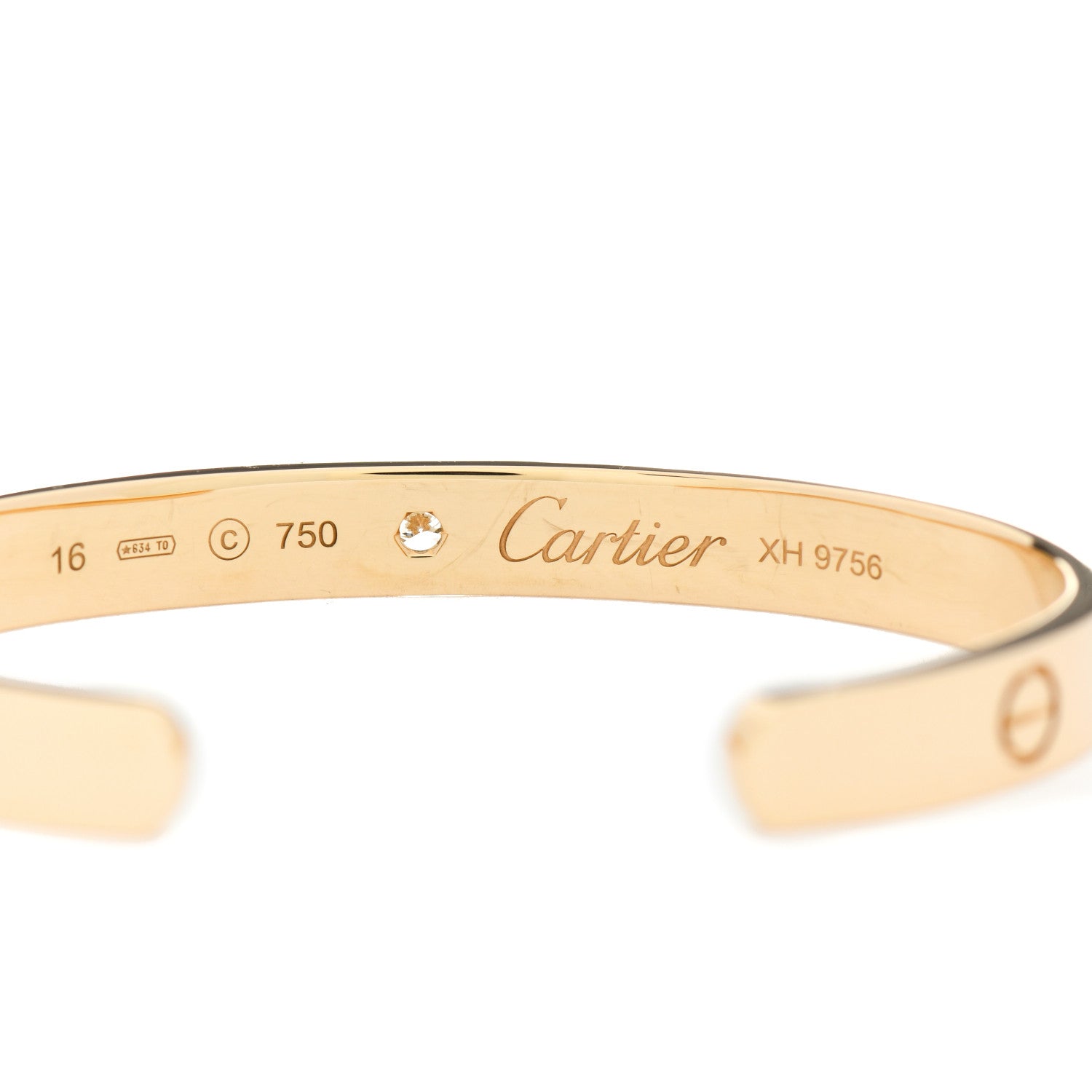 Cartier 18K Yellow Gold 1 Diamond LOVE Cuff Bracelet 16 3 of 5