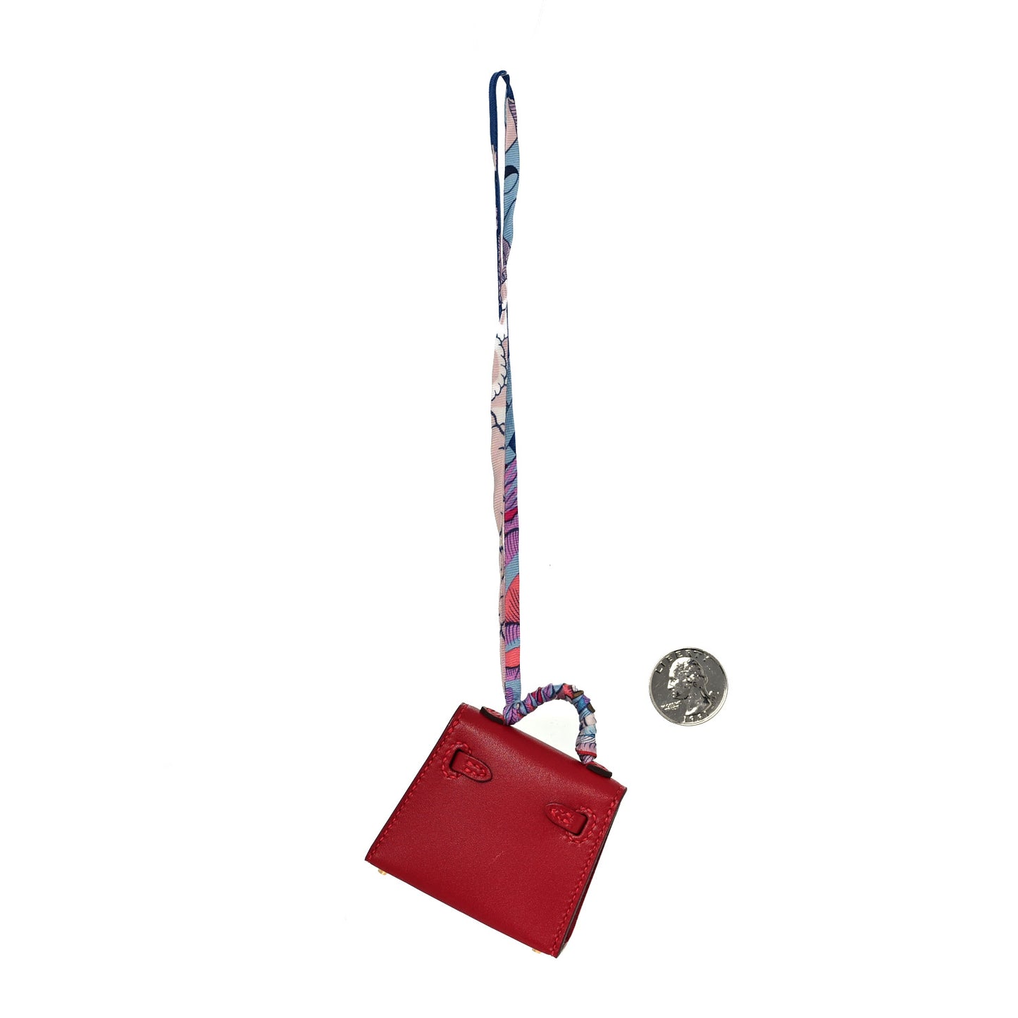 Tadelakt Mini Kelly Twilly Bag Charm Rouge Vif
