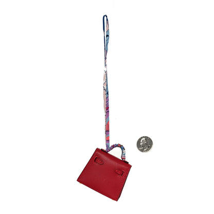 Hermes Tadelakt Mini Kelly Twilly Bag Charm Rouge Vif 2 of 3