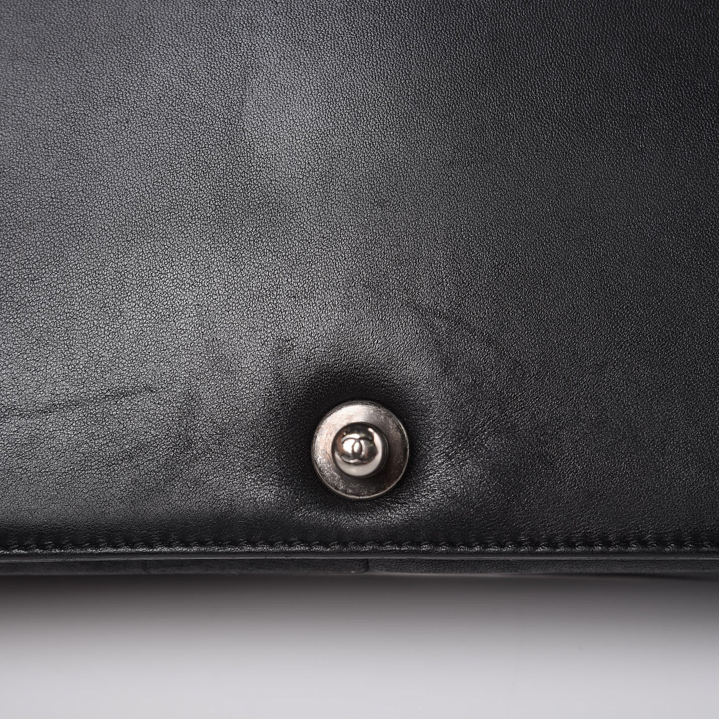 Lambskin Quilted Large Boy Flap Black