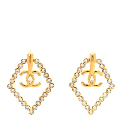 Chanel Crystal Diamond CC Earrings Gold 1 of 5