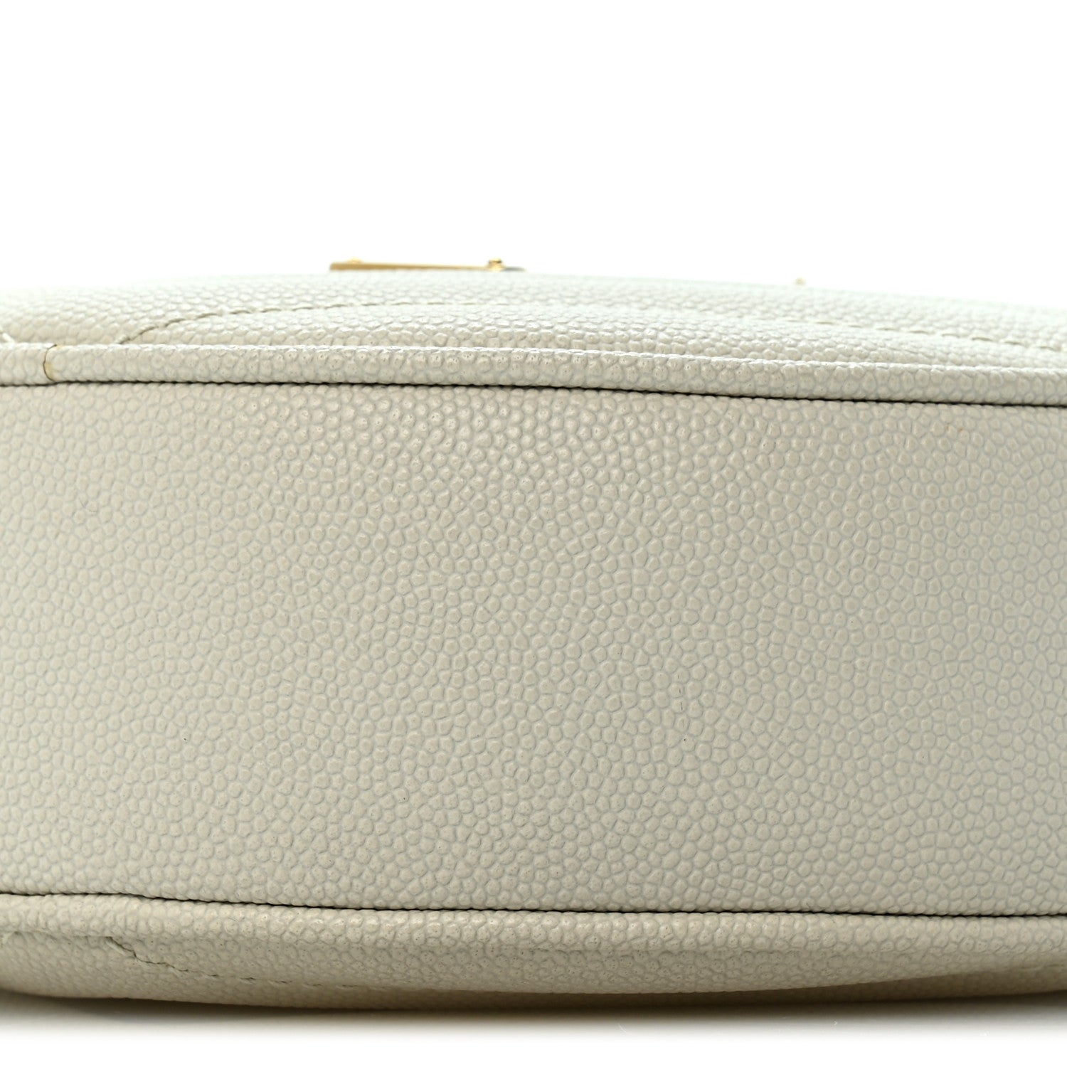 Saint Laurent Grain De Poudre Matelasse Chevron Quilted Round Vinyle Camera Bag Crema Soft 10 of 14