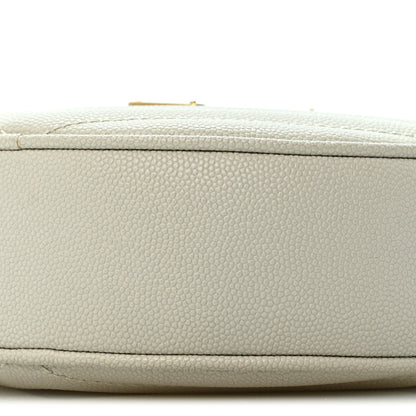 Saint Laurent Grain De Poudre Matelasse Chevron Quilted Round Vinyle Camera Bag Crema Soft 10 of 14