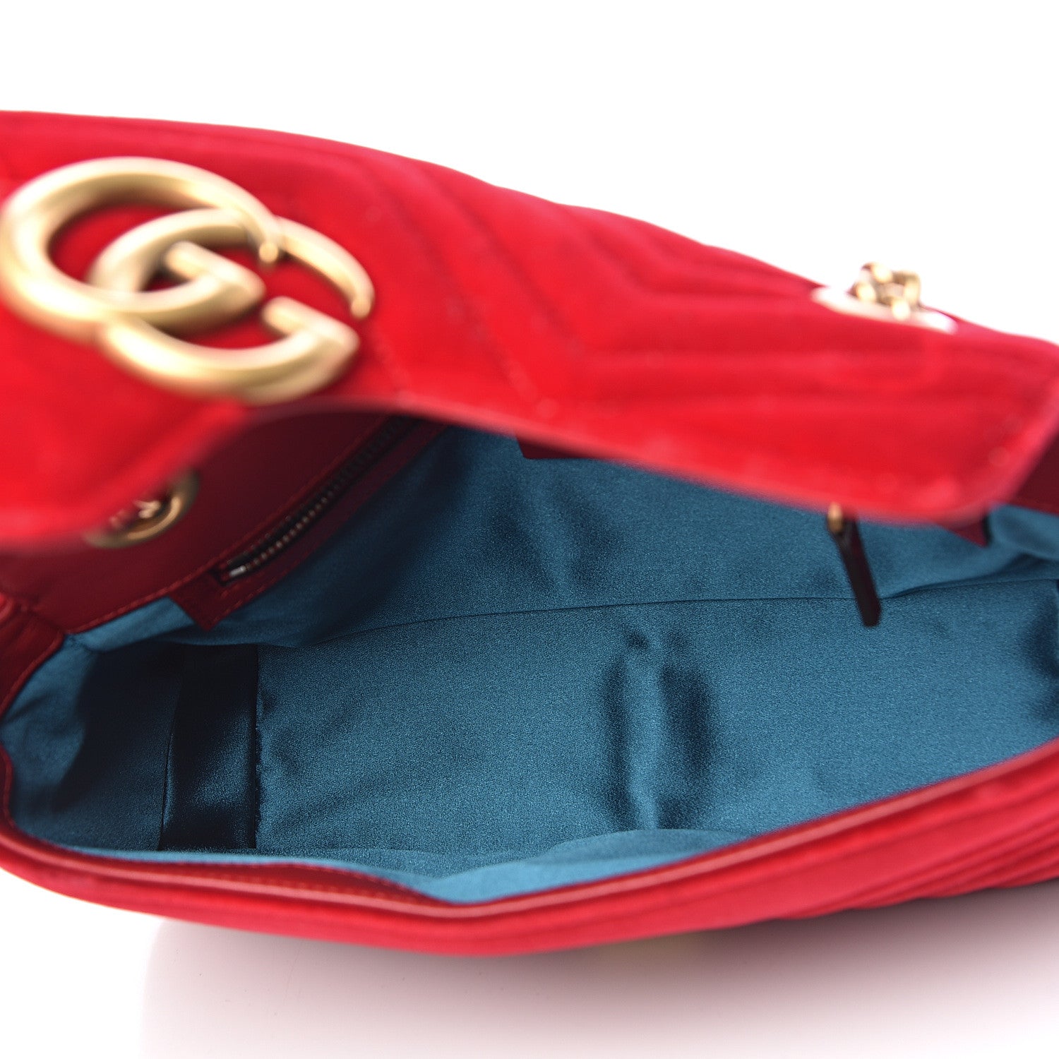 Gucci Velvet Matelasse Small GG Marmont Shoulder Bag Hibiscus Red 7 of 10