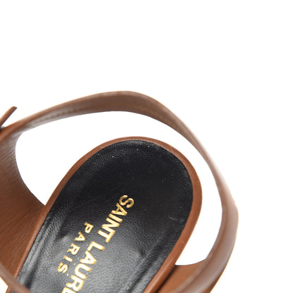 Saint Laurent Calfskin Bianca 105 Platform Sandals 39.5 Caramel 16 of 17