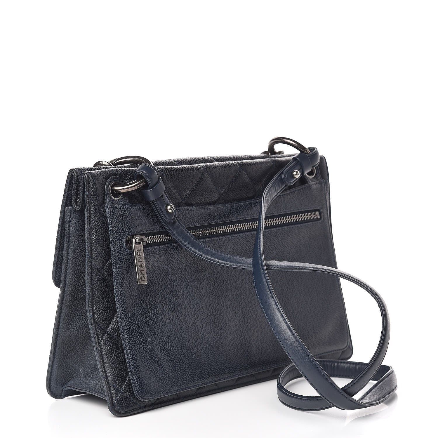 Chanel Caviar Quilted Large Retro Class Flap Dark Navy Blue 3 of 19