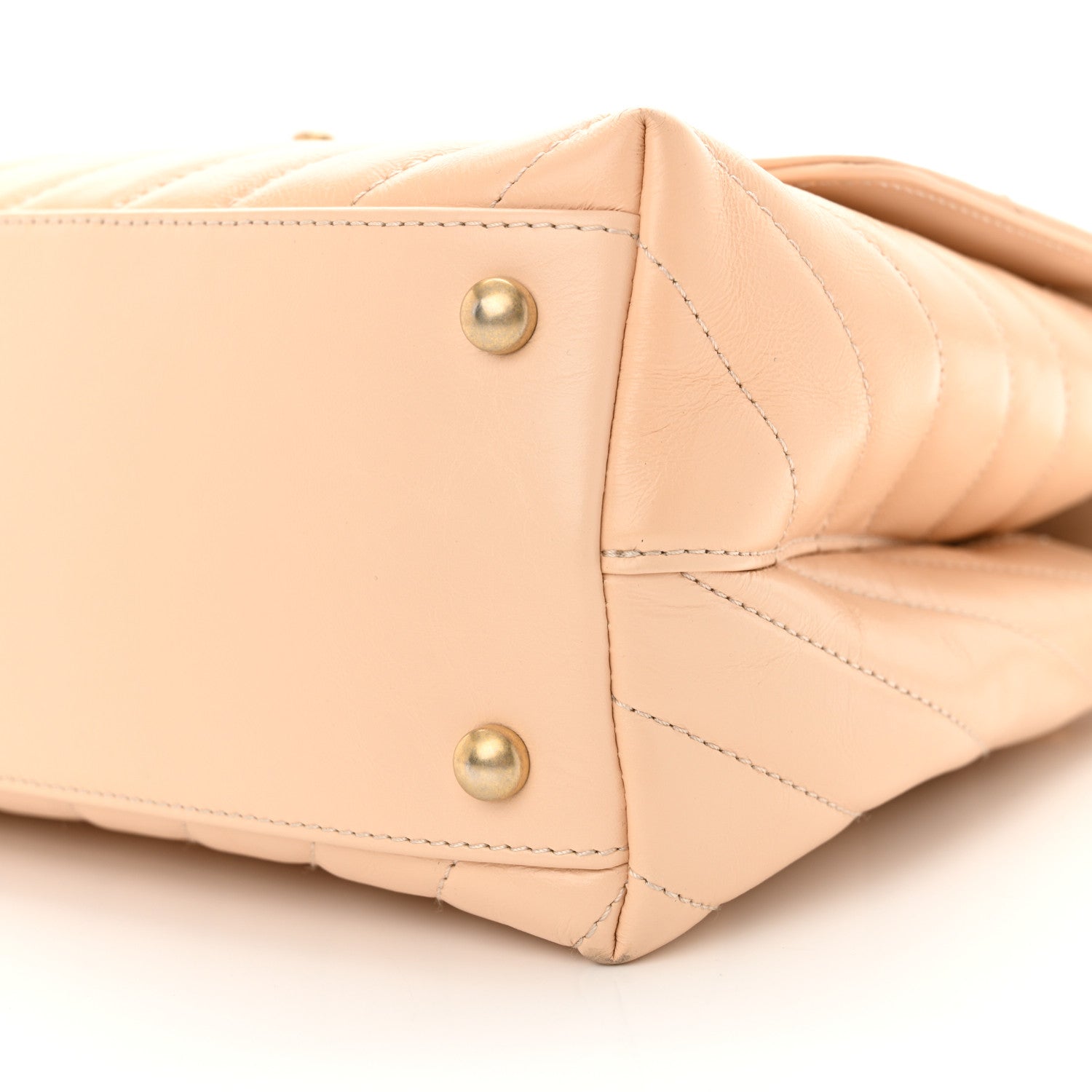Chanel Calfskin Chevron Quilted Medium Coco Handle Flap Beige 10 of 11