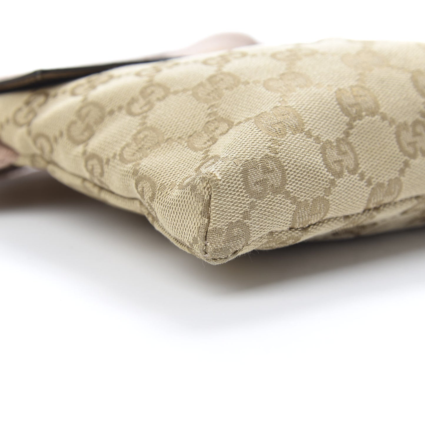 GG Monogram Web Double Pocket Belt Bag Gold Pink