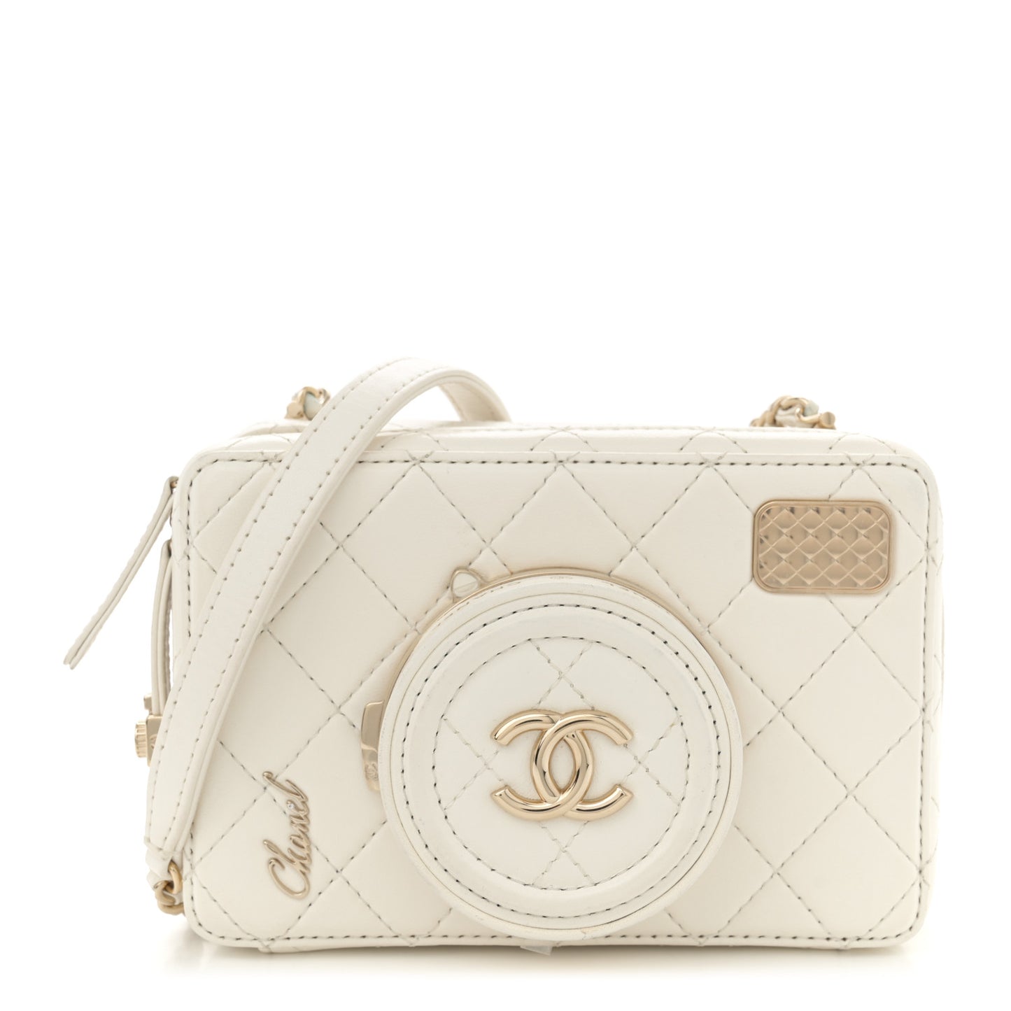 Lambskin Quilted Coco Click Bag White