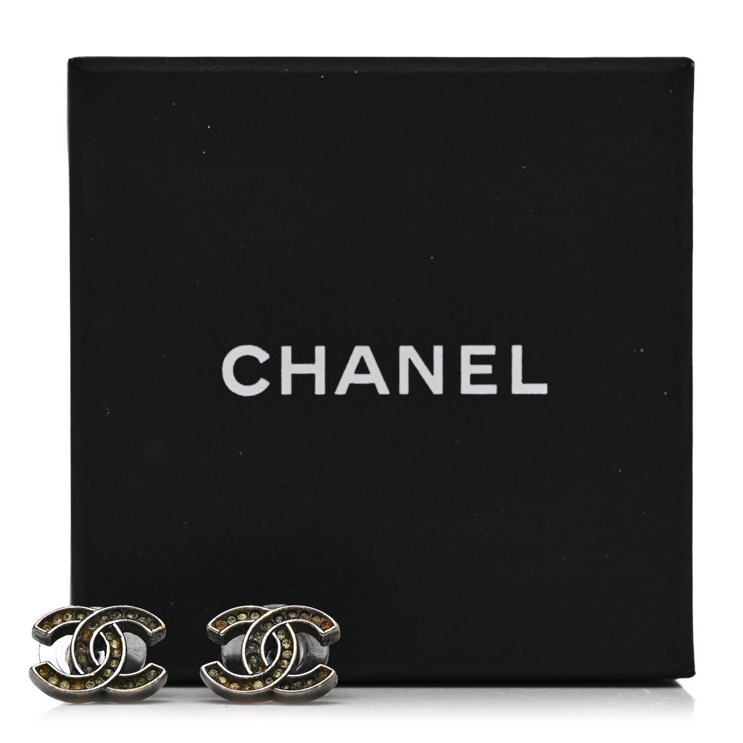 Chanel Crystal CC Earrings Silver 5 of 5