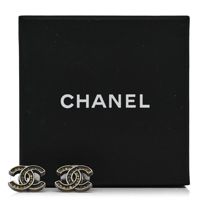 Chanel Crystal CC Earrings Silver 5 of 5