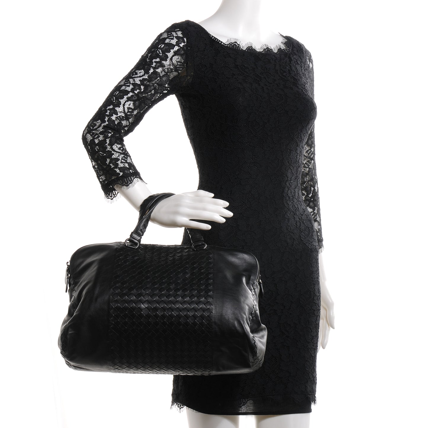 Leather Intrecciato Large Leggero Tote Nero Black