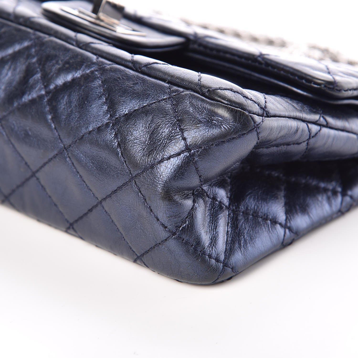 Chanel Metallic Aged Calfskin Quilted 2.55 Reissue 224 Flap Blue 10 of 11