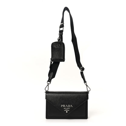 Prada Saffiano City Calf Mini Envelope Bag Black Black 1 of 11