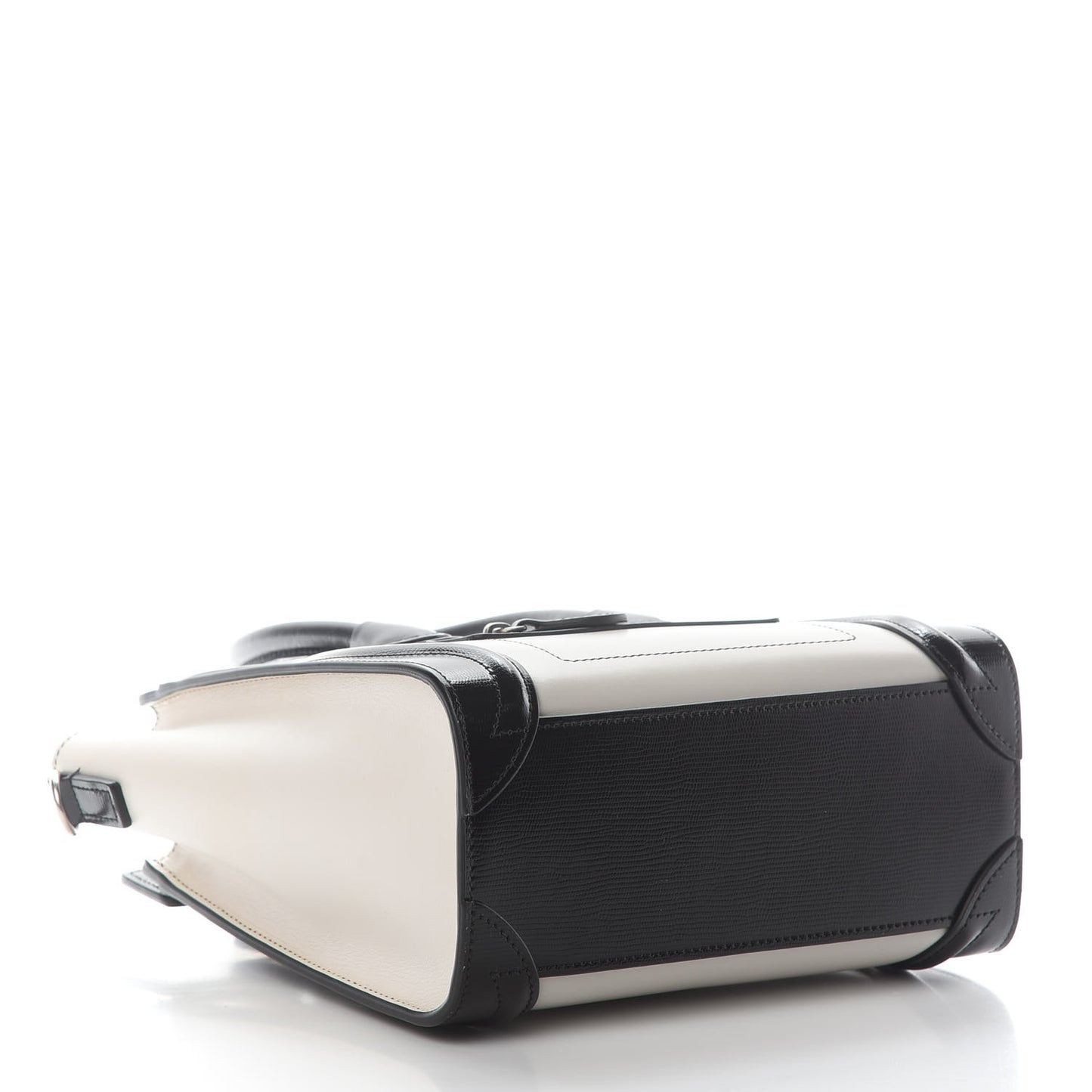 Smooth Calfskin Lizard Embossed Nano Luggage White Black