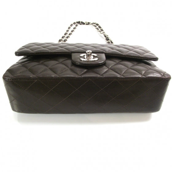 Lambskin Medium Double Flap Dark Brown