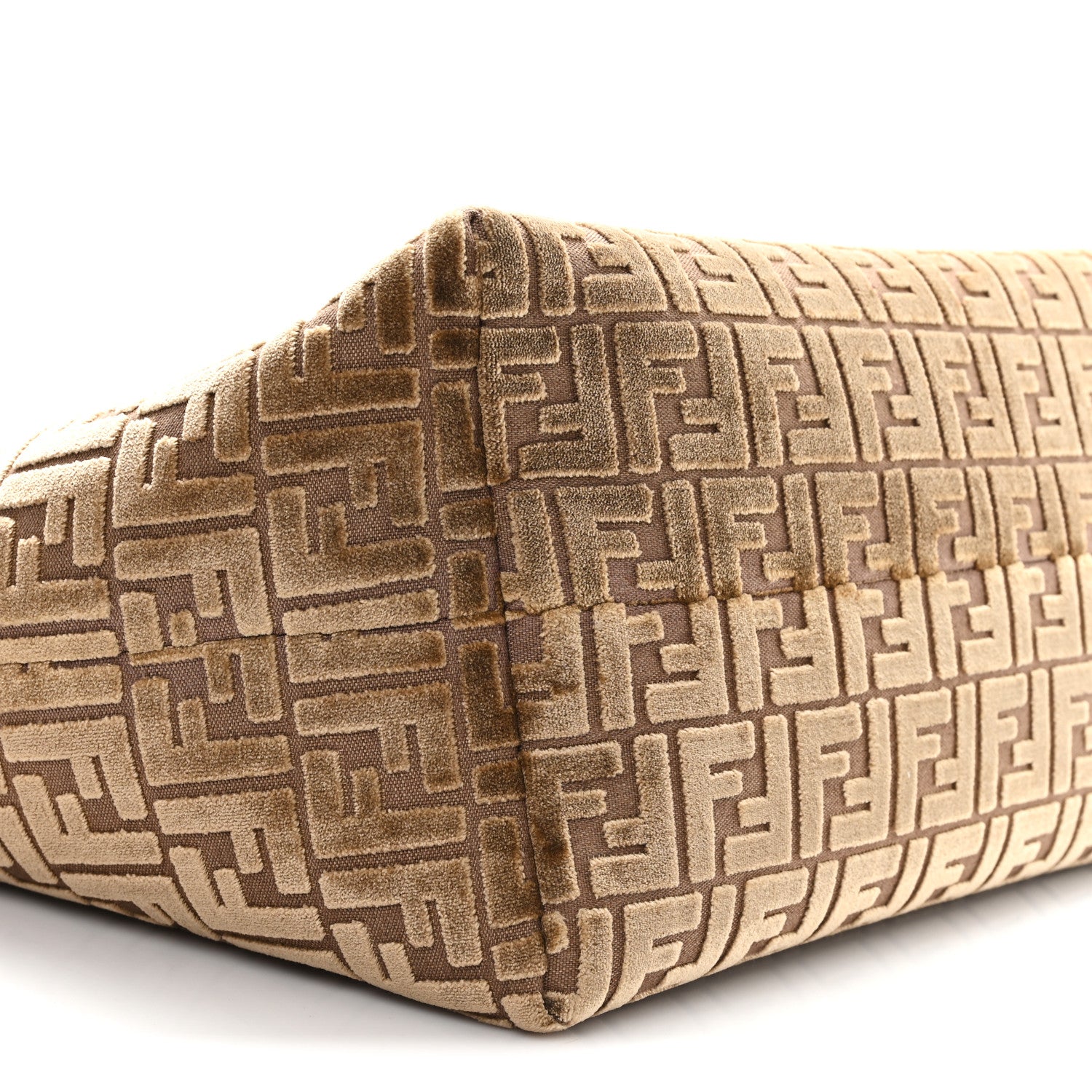 Fendi Velluto Jacquard Vitello Grace FF Large Reversible Shopping Tote Cappuccino Sand 10 of 13