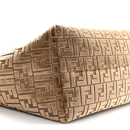 Fendi Velluto Jacquard Vitello Grace FF Large Reversible Shopping Tote Cappuccino Sand 10 of 13