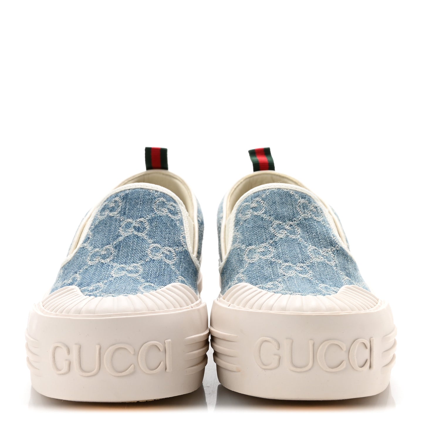 GG Denim Monogram Womens Slip On Sneakers 37 Light Blue Royale