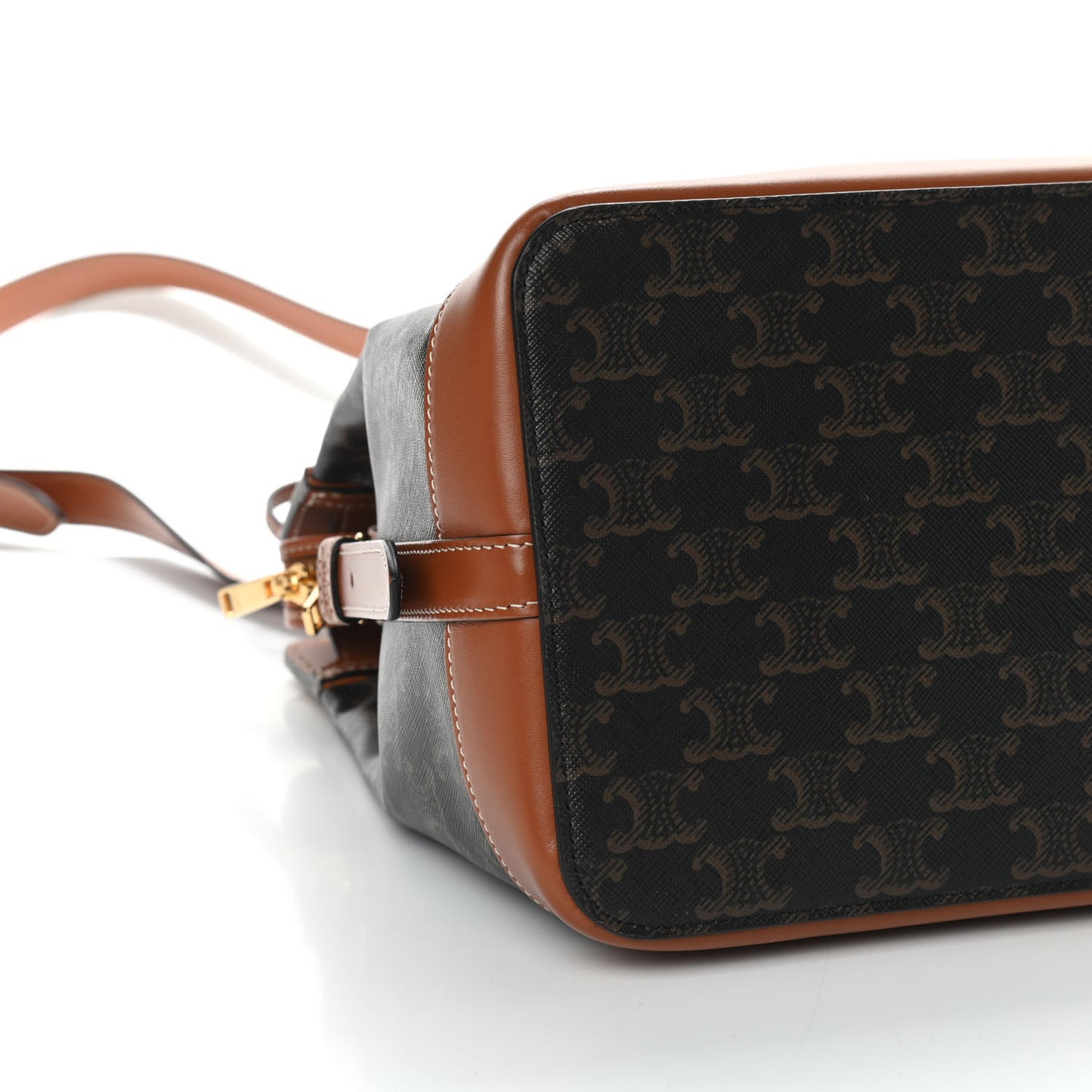 Triomphe Canvas Calfskin Cabas De France Handbag Tan