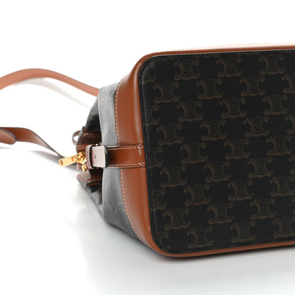 Celine Triomphe Canvas Calfskin Cabas De France Handbag Tan 5 of 9