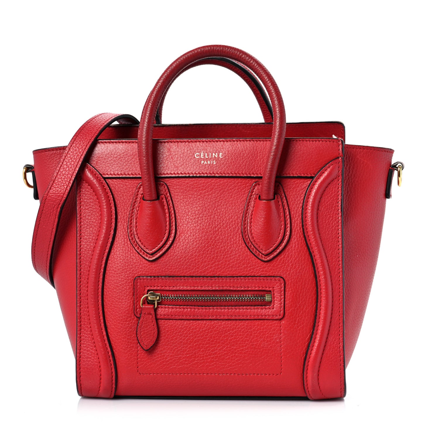 Drummed Calfskin Nano Luggage Red