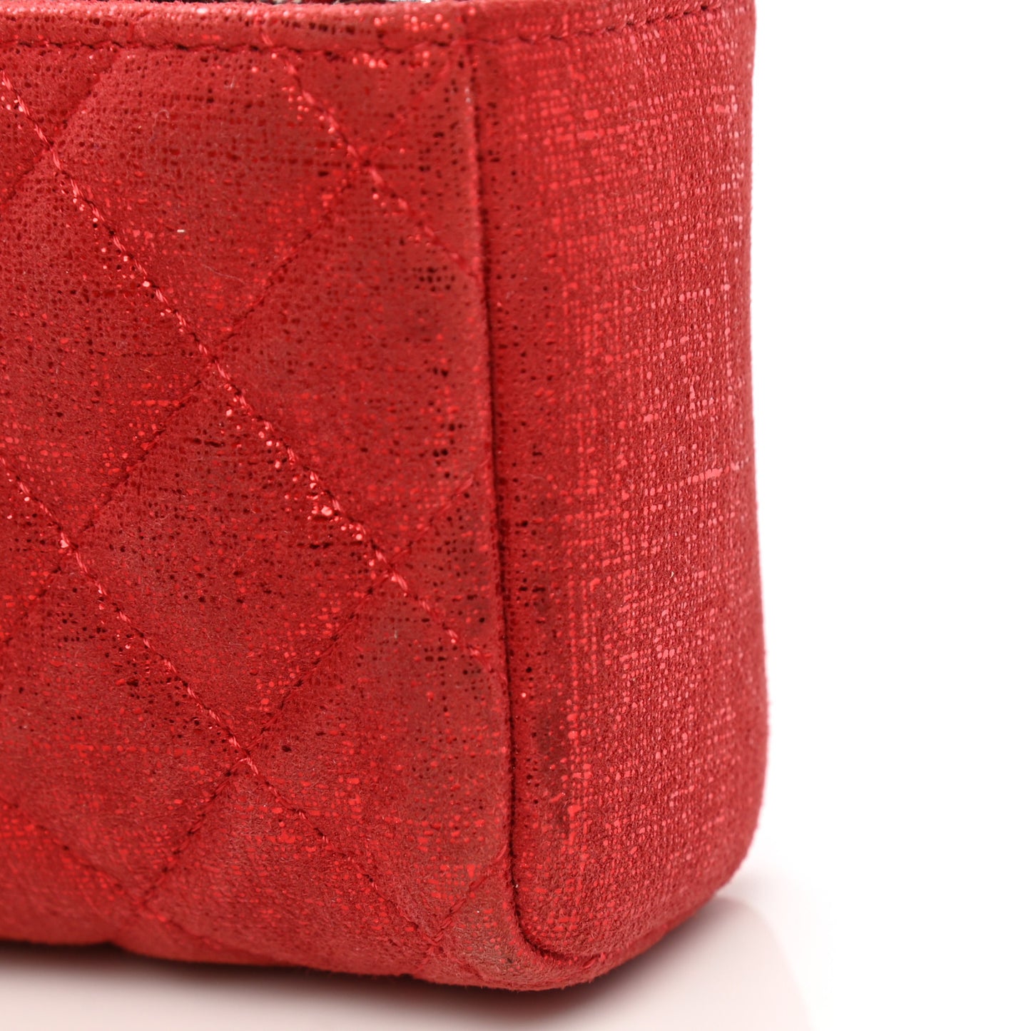 Glitter Calfskin Mini Phone Holder Clutch Red
