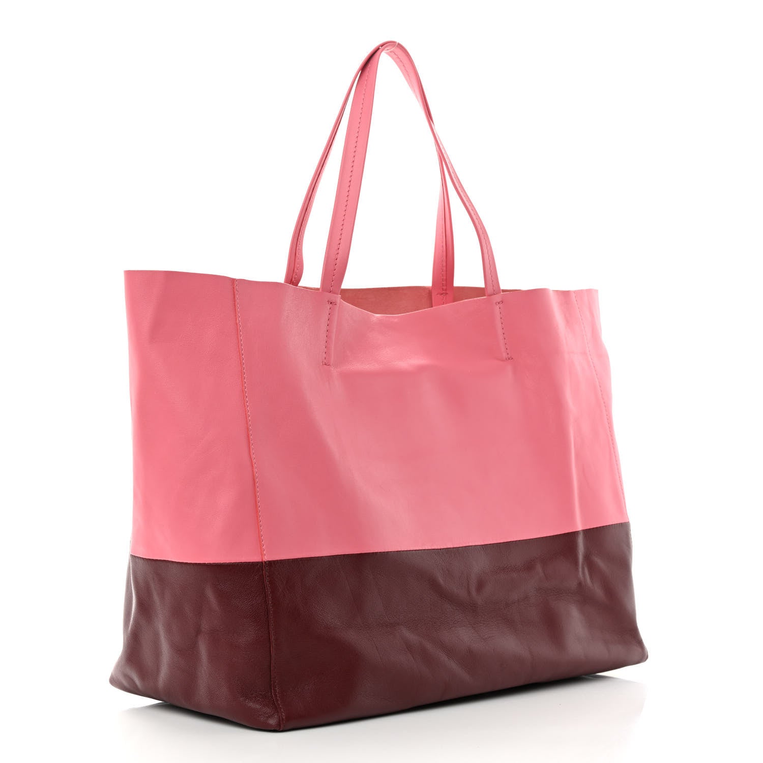 Celine Lambskin Horizontal Bi-Color Cabas Pink Rust 3 of 13