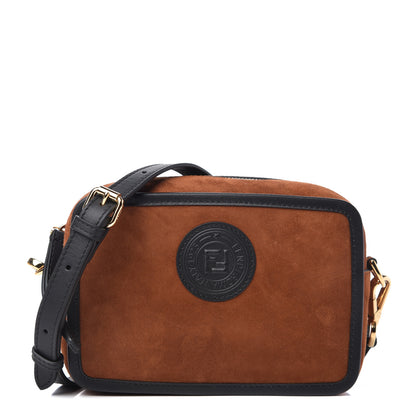 Fendi Suede Goatskin Stamp Patch Mini Camera Case Cuoio Black 1 of 11