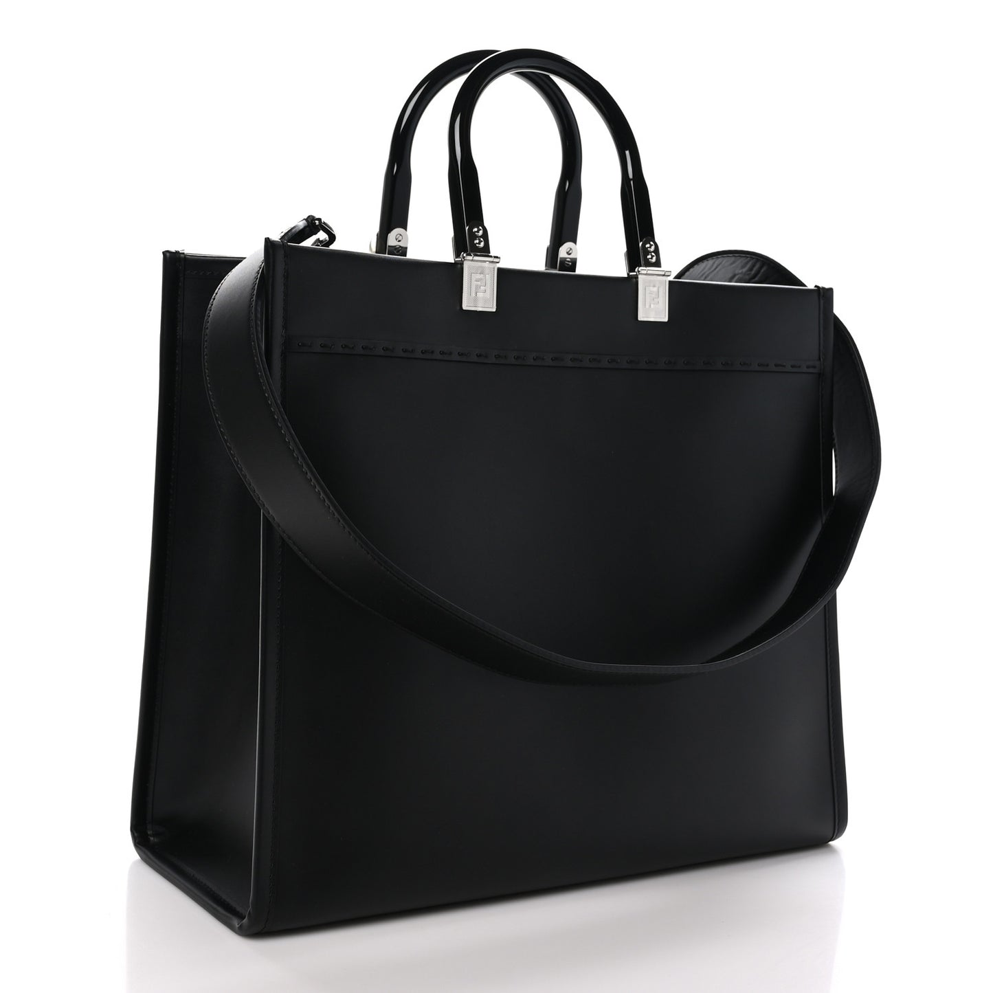 Vitello King Plexiglass Medium Fendi Sunshine Shopper Tote Black White