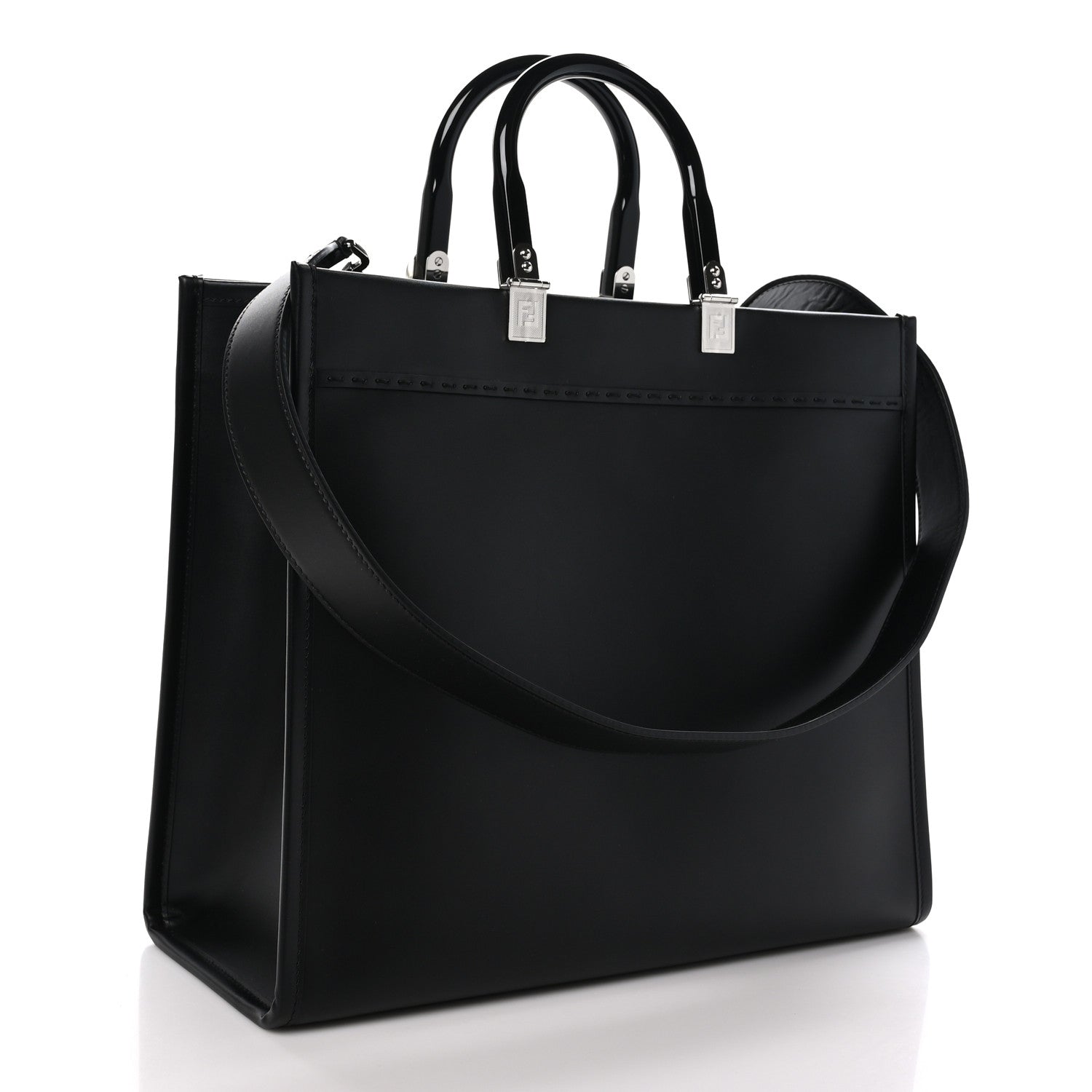 Fendi Vitello King Plexiglass Medium Fendi Sunshine Shopper Tote Black White 3 of 9