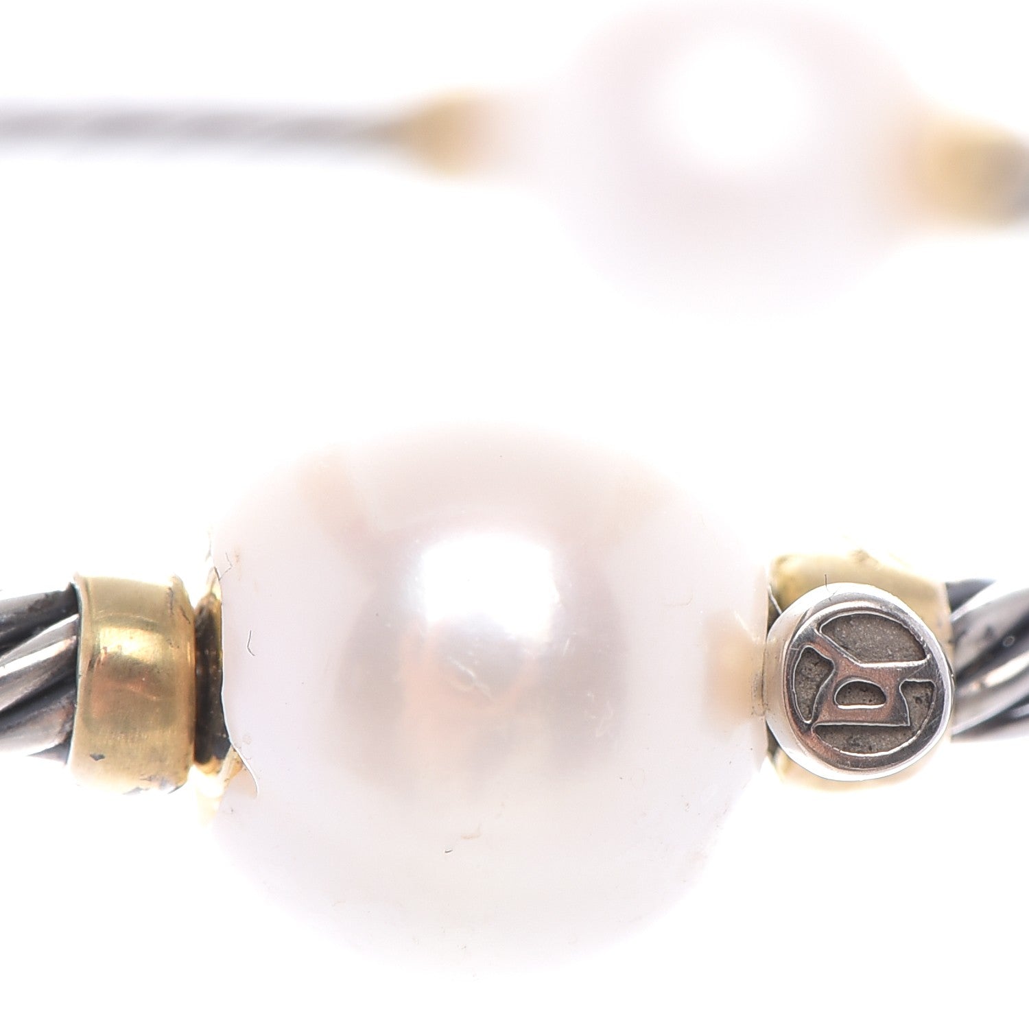 David Yurman Sterling Silver 18K Yellow Gold Pearl Bracelet 4 of 6