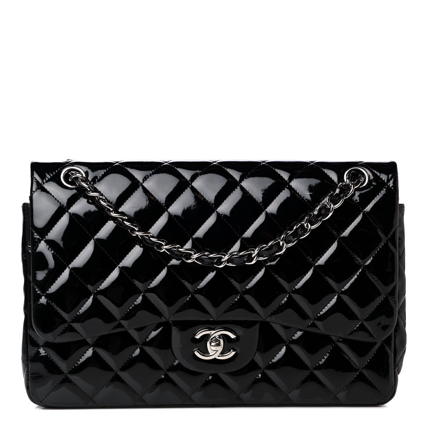 Chanel Patent Quilted Jumbo Double Flap Black 1 of 5