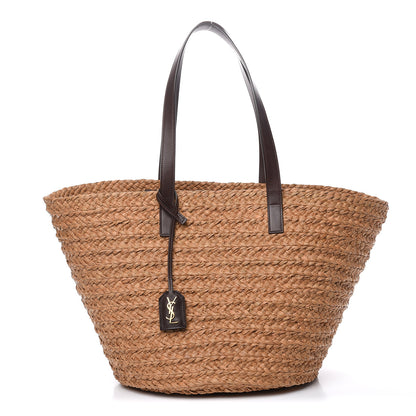 Saint Laurent Raffia Calfskin Medium Panier Tote 1 of 11