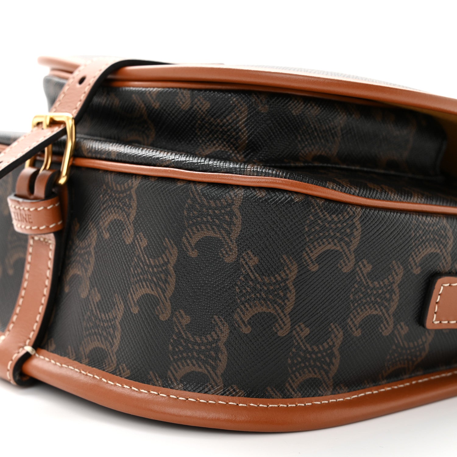 Celine Triomphe Canvas Medium Folco Bag Tan 9 of 9