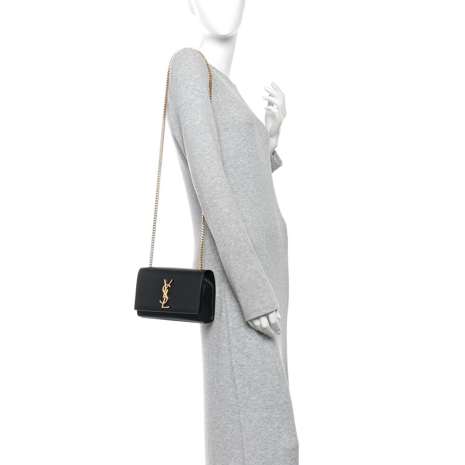 Saint Laurent Grain De Poudre Small Monogram Kate Satchel Black 2 of 9