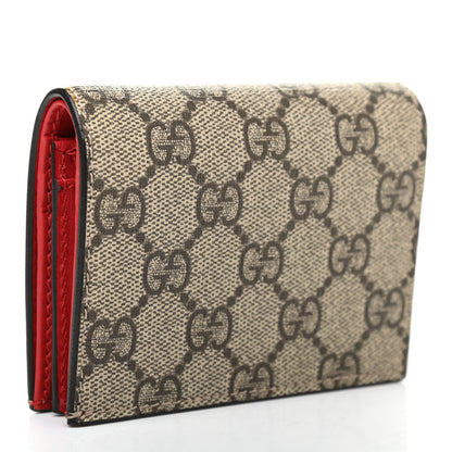 Gucci GG Supreme Monogram Cherry Embellished Card Case Wallet Hibiscus Red 3 of 7